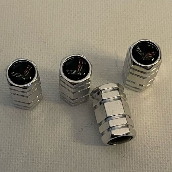 Corvette valve stem caps in Silver NWT - Picture 1 of 6